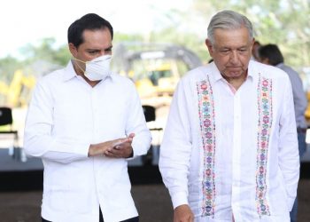 AMLO y Mauricio Vila supervisan avances del Tren Maya en Yucatán