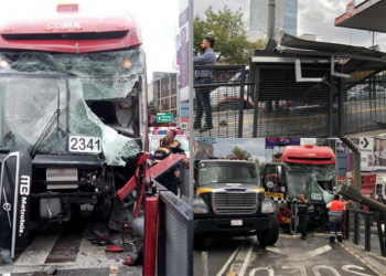 Choca Metrobús en Insurgentes Norte; hay caos vial en la zona