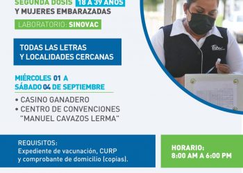 Tamaulipas aplicará segunda dosis contra Covid-19 a jóvenes con comorbilidad