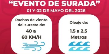 Surada generará rachas de viento de hasta 60 km/h y oleaje elevado en Quintana Roo este 1 y 2 de mayo