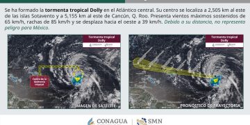 Tormenta tropical Dolly se forma en el Atlántico; por ahora no representa riesgo para la Península de Yucatán