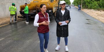 Ana Paty Peralta supervisa avance de rehabilitación de la avenida Nazareth