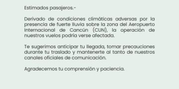 Lluvias en Cancún obligan a desviar dos vuelos al aeropuerto de Mérida